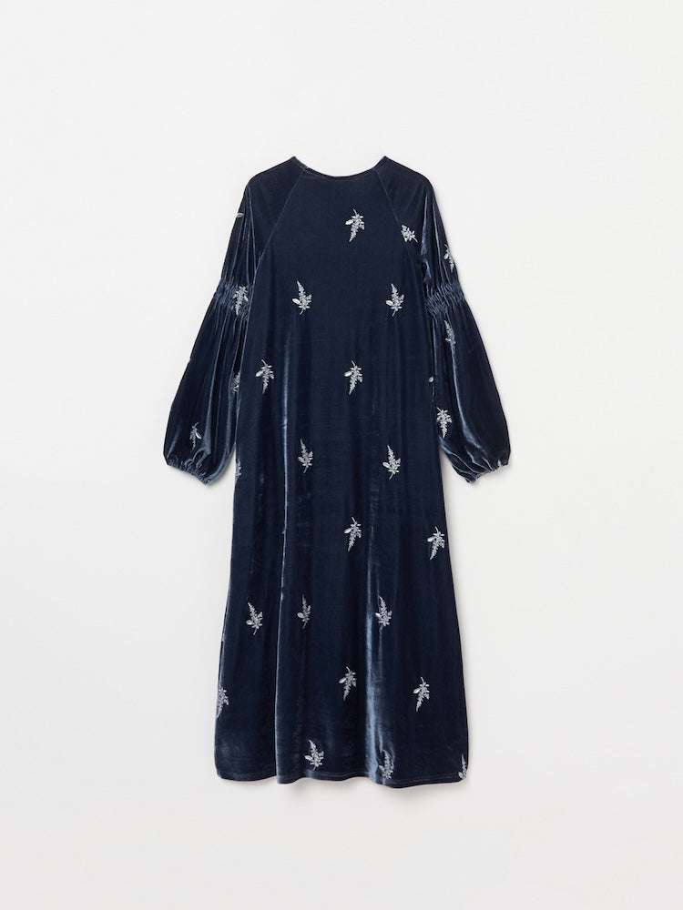 Velour Embroidery Shirring Sleeve Dress｜結婚式やお呼ばれドレス