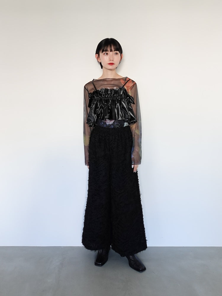 モデル身長：162cm / Sheer Top＋Multiway Frill Bustier＋Cut Jacquard Pants