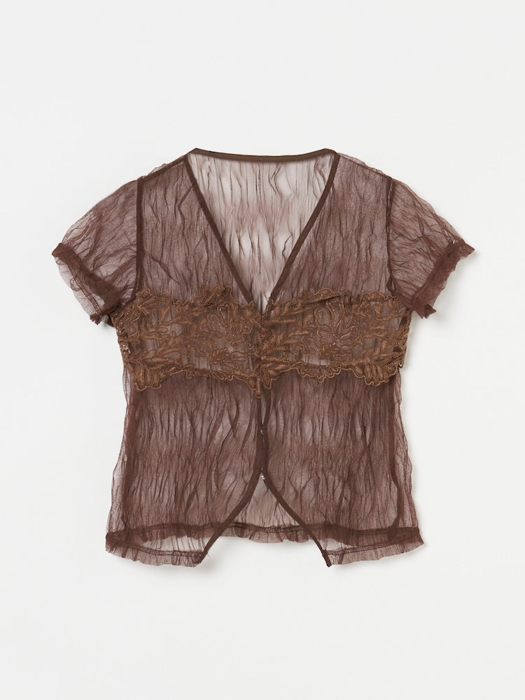 Panel Lace Tulle Top｜レース切り替えチュールトップス – MARTE