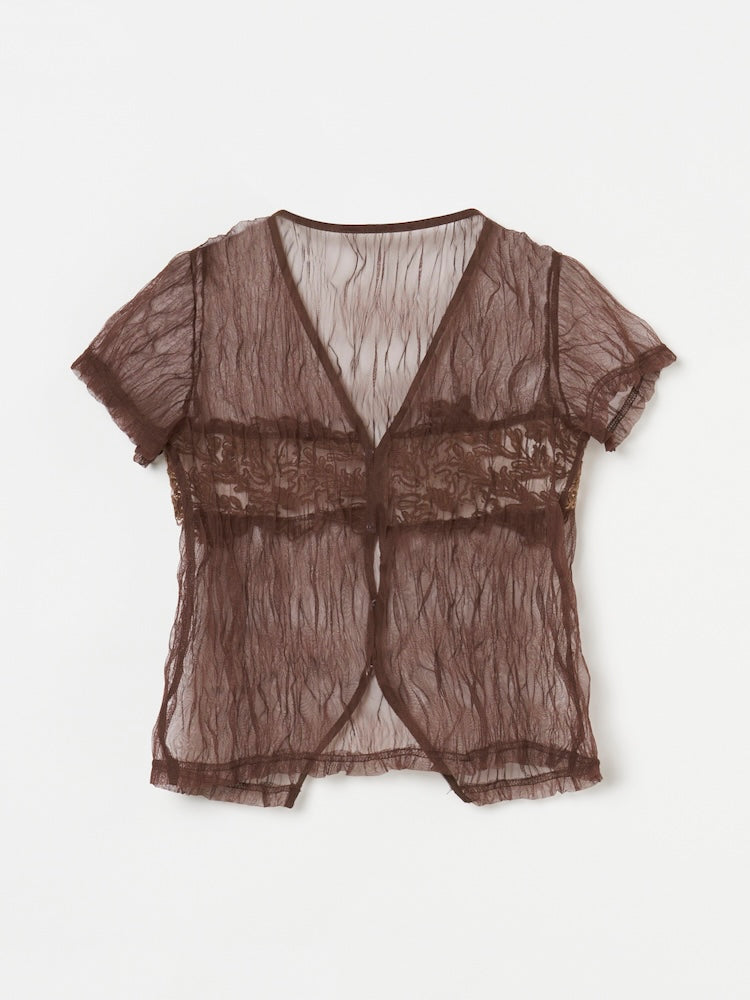 【7月25日(土) 12:00販売開始】Panel Lace Tulle Top