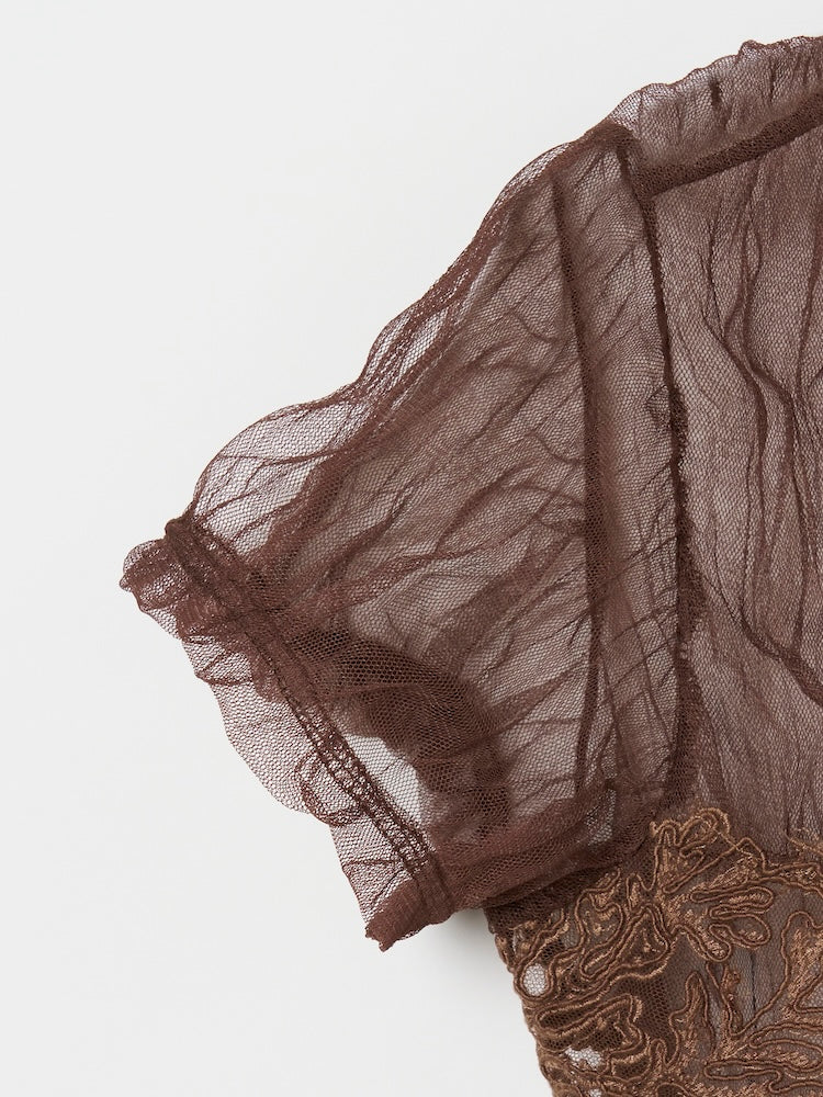 【7月25日(土) 12:00販売開始】Panel Lace Tulle Top