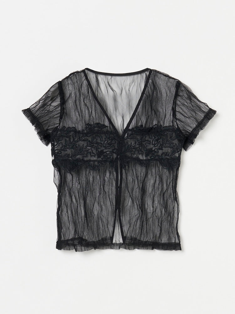 【7月25日(土) 12:00販売開始】Panel Lace Tulle Top