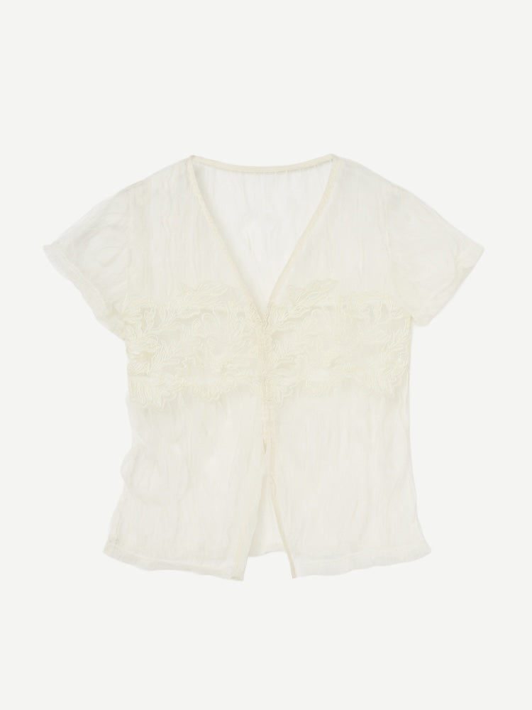 【7月25日(土) 12:00販売開始】Panel Lace Tulle Top