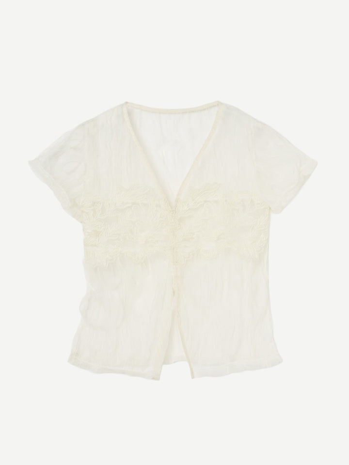 【7月25日(土) 12:00販売開始】Panel Lace Tulle Top