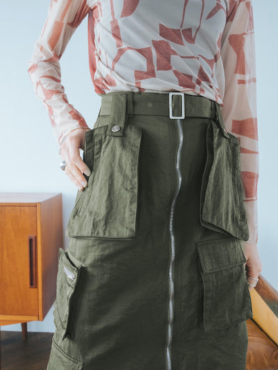 Multiway Zip Cargo Skirt