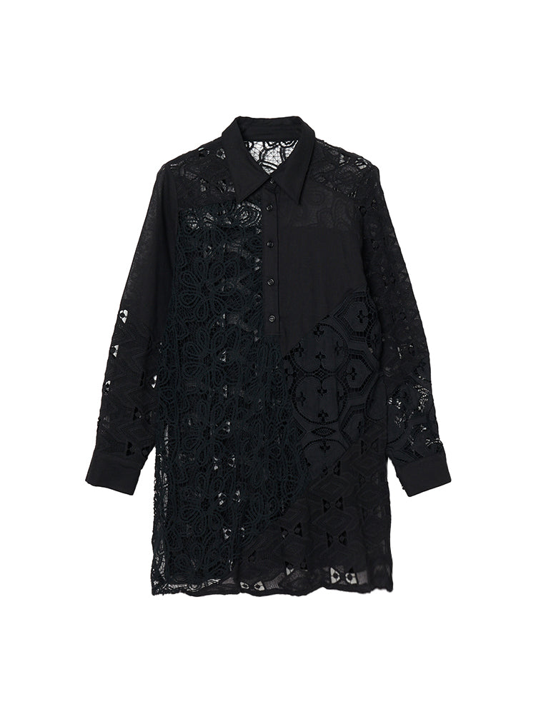 Lace Patchwork Shirt｜レースパッチワークシャツ – MARTE