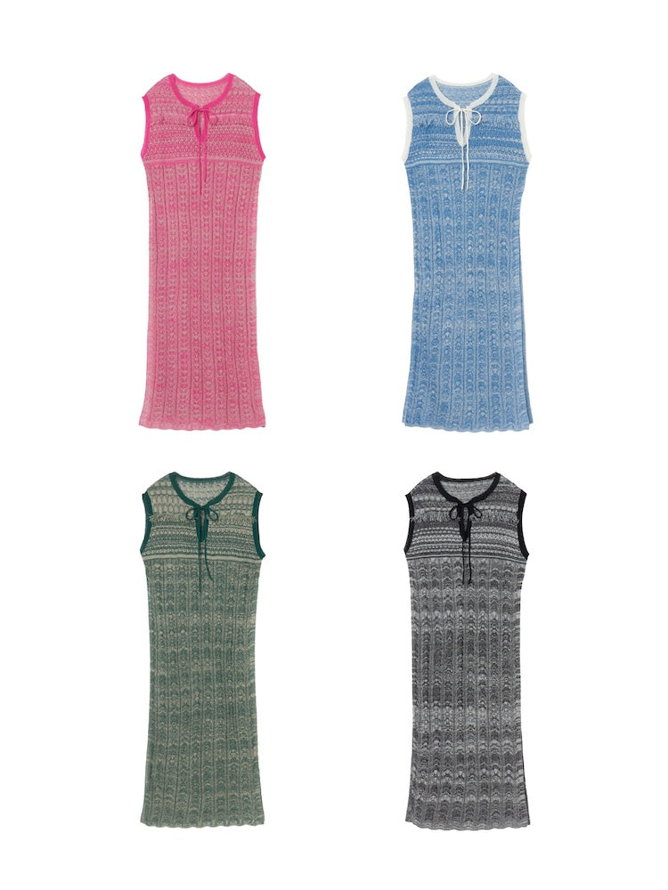 Bi-color Sheer Knit Dress