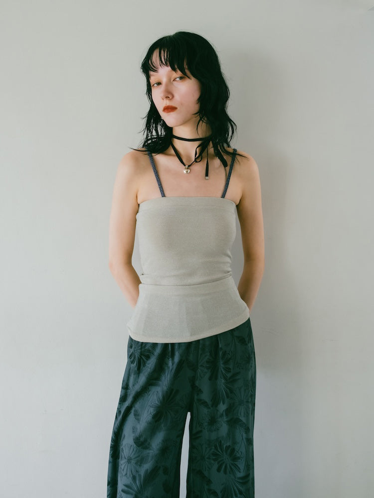 Bi-color Bare Camisole｜ラメ生地のカップ付きインナー