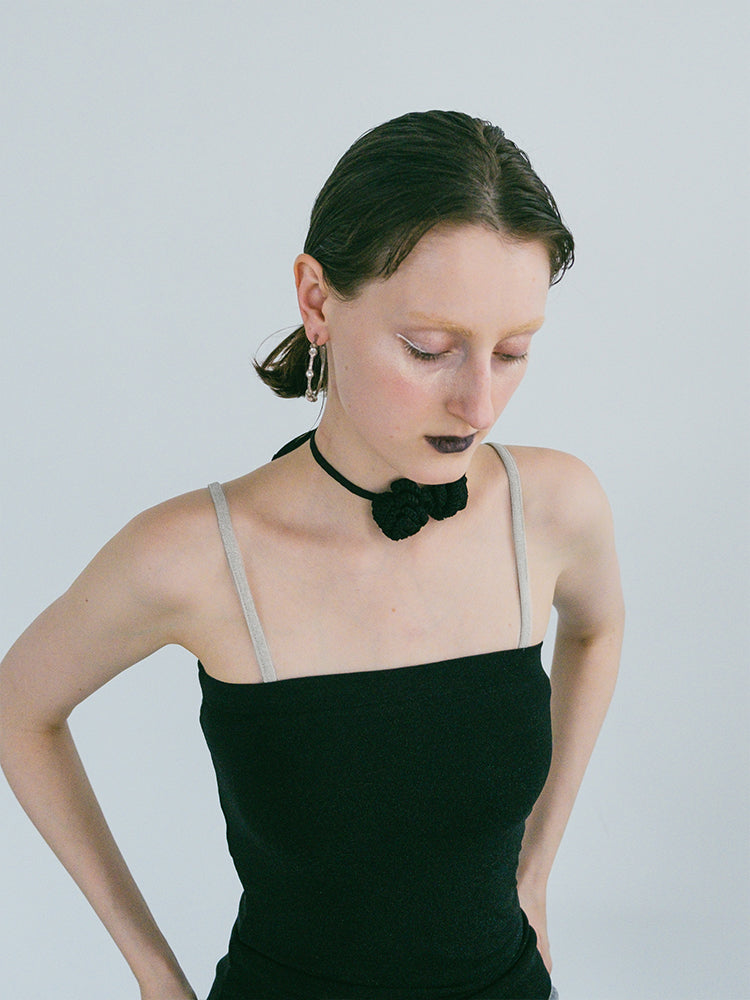 Bi-color Bare Camisole｜ラメ生地のカップ付きインナー