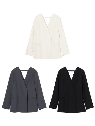 【10月頃 販売予定】Collarless Jacket