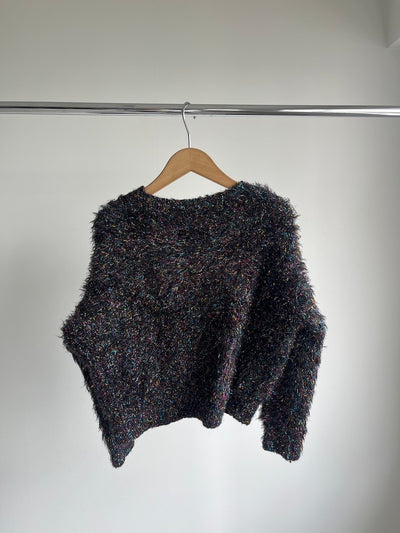 Cropped Lame Shaggy Knit