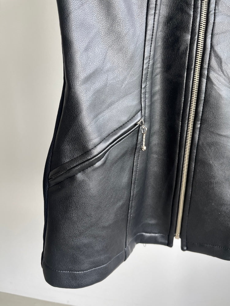 Black Fake Leather Vest