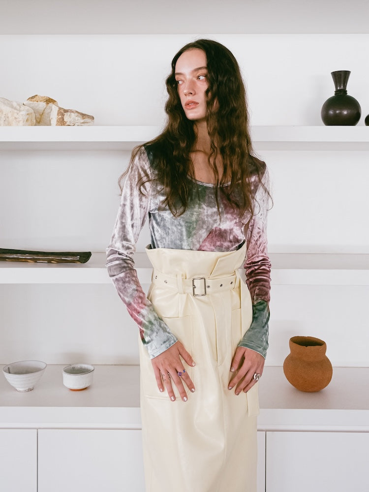 High Waist Design Skirt｜フェイクレザースカート – MARTE