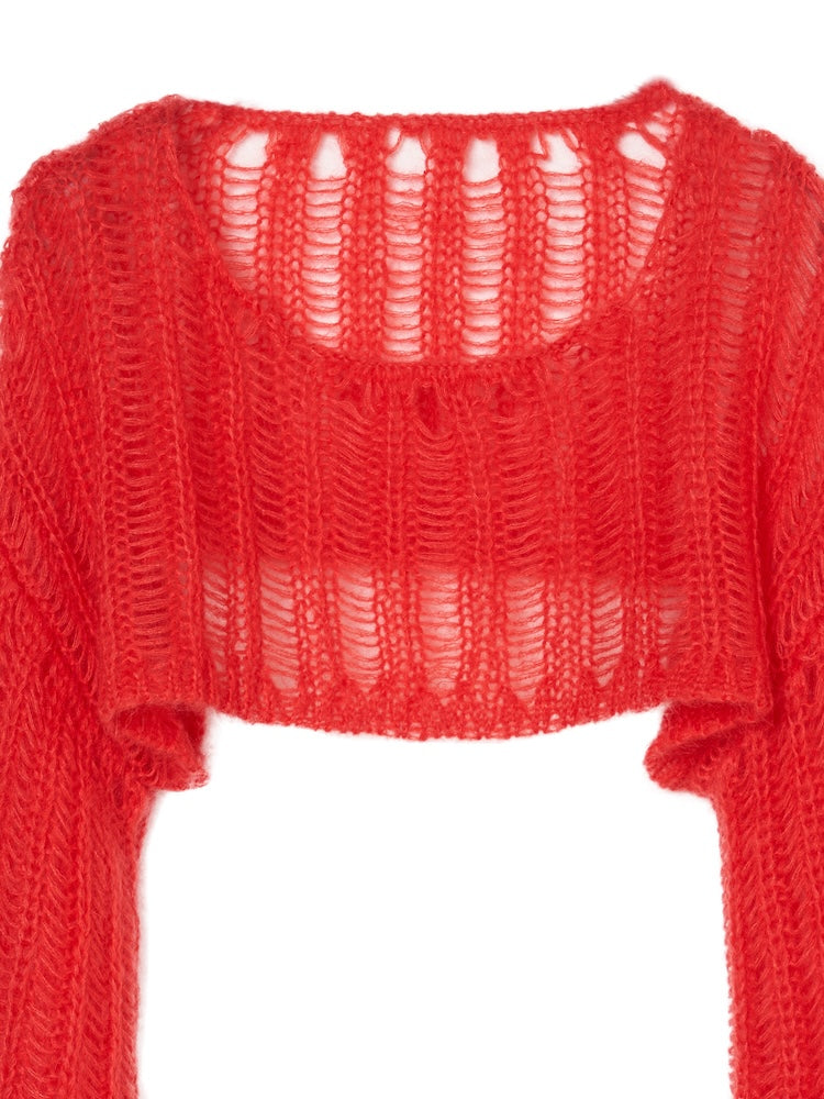 Kid Mohair Cropped Knit Pullover｜ショート丈モヘアニット – MARTE