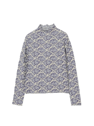 Leaf Jacquard Knit / White×PaleBlue