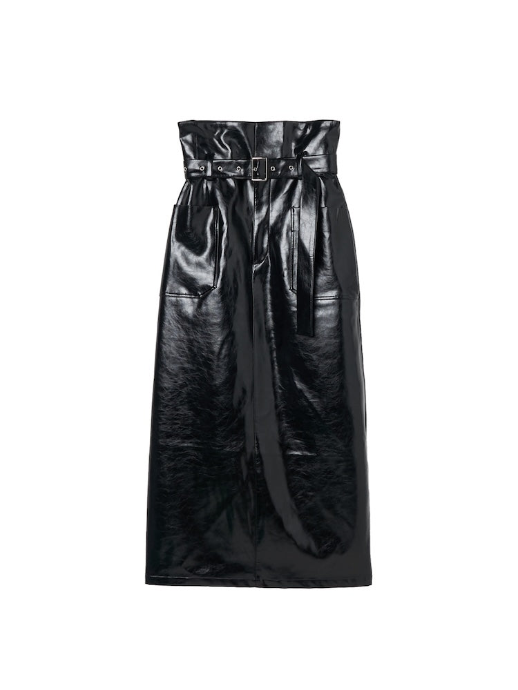 High Waist Design Skirt / Black