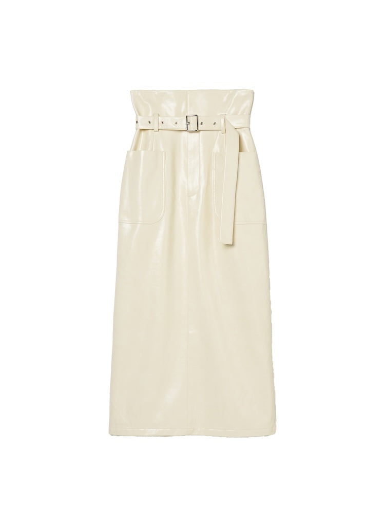 High Waist Design Skirt / Cream