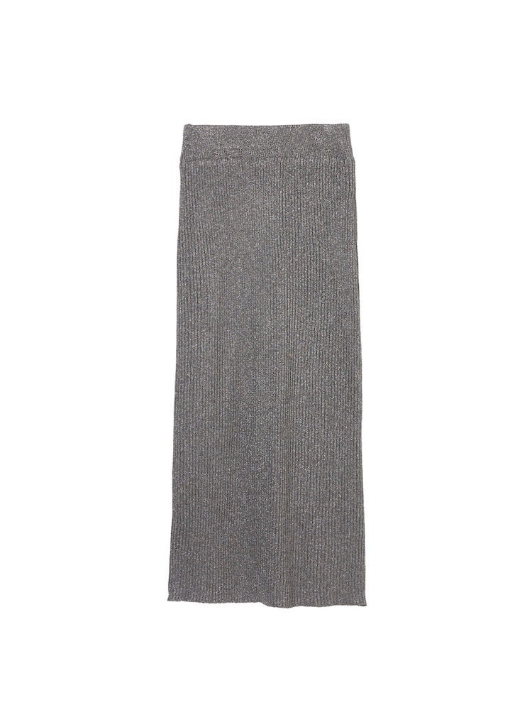 Glitter Knit Skirt / Silver