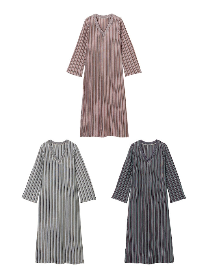 【1月下旬頃 お届け】Striped Glitter Knit Dress