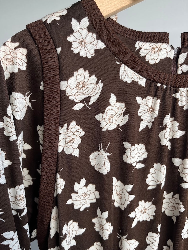 70s Brown Flower Dress