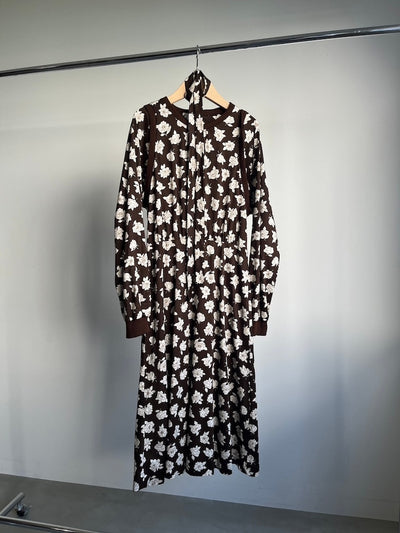 70s Brown Flower Dress