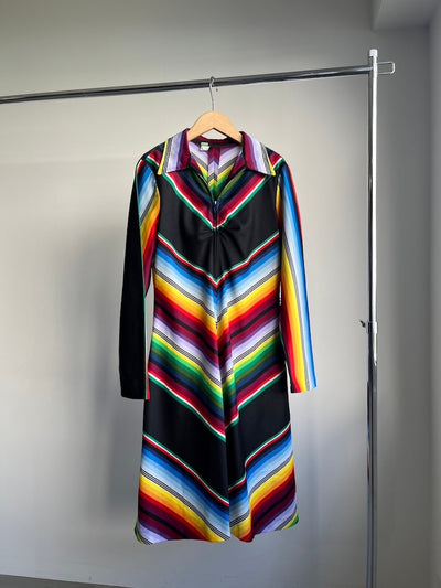 70s Rainbow Bias Midi Dress