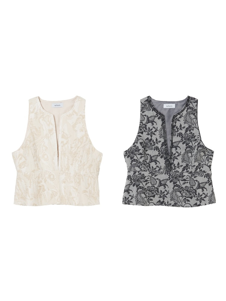 Jacquard Peplum Vest