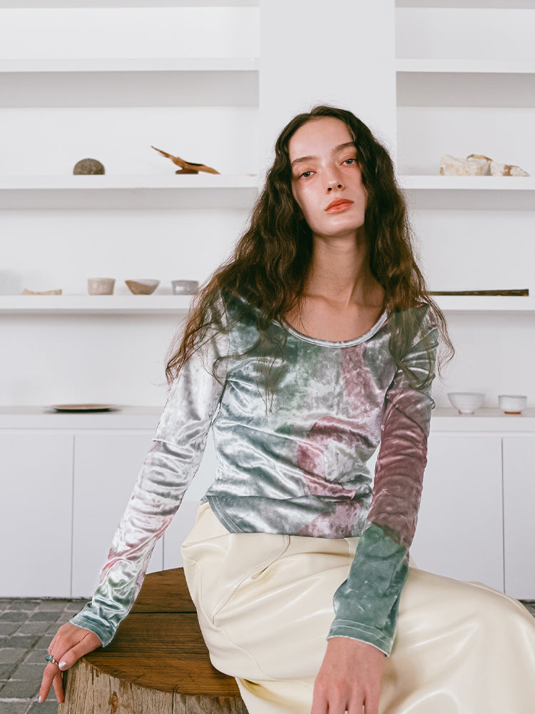 Velour Art Print Top|ベロアTシャツ – MARTE Velour Art Print Top|ベロアTシャツ – MARTE