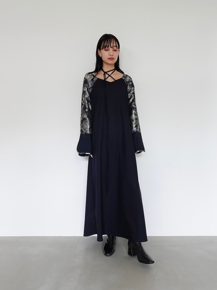 Cross Neck Jacquard Dress｜結婚式やお呼ばれに｜ジャガードドレス – MARTE