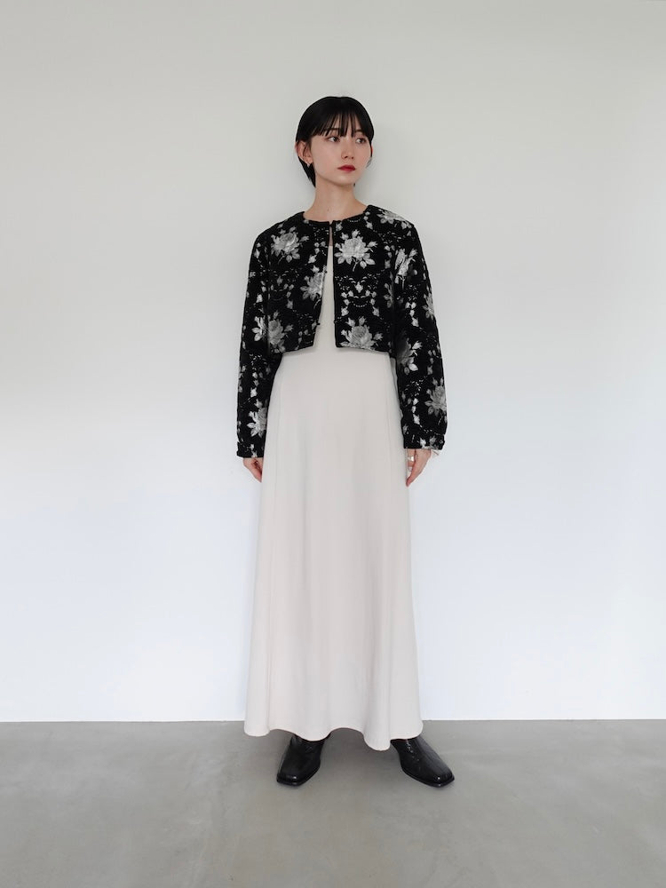 Jacquard Collarless Jacket｜ショート丈ジャガードジャケット