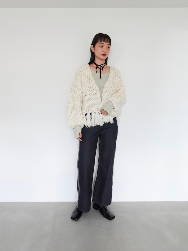 Hand Knitting Fringe Cardigan｜ハンドメイドニット – MARTE