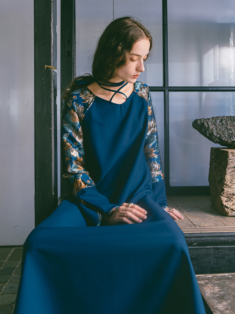 Cross Neck Jacquard Dress｜結婚式やお呼ばれに｜ジャガードドレス – MARTE