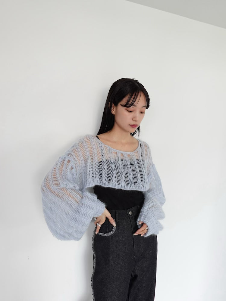 Kid Mohair Cropped Knit Pullover｜ショート丈モヘアニット – MARTE