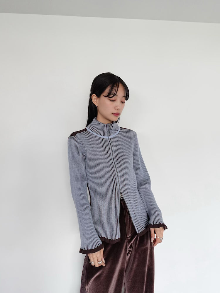 Bicolor Zip Knit Cardigan – MARTE