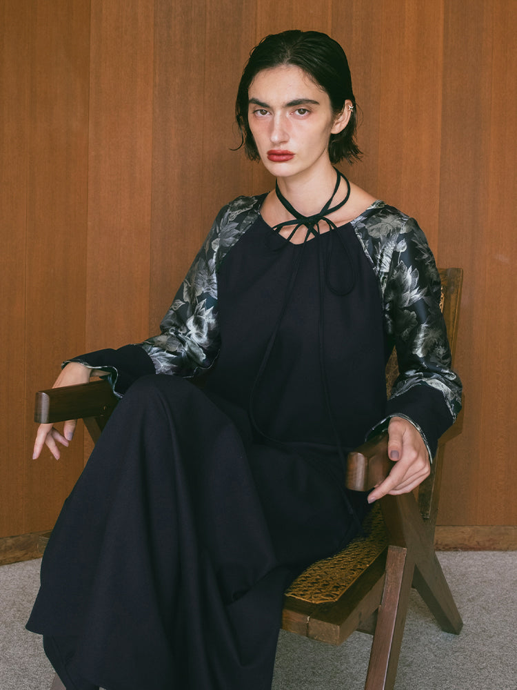 Cross Neck Jacquard Dress｜結婚式やお呼ばれに｜ジャガード 
