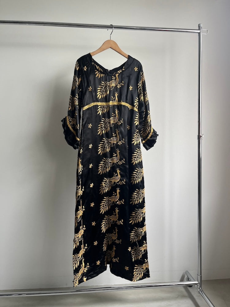 70s Vintage Chinoiserie Embroidery Dress