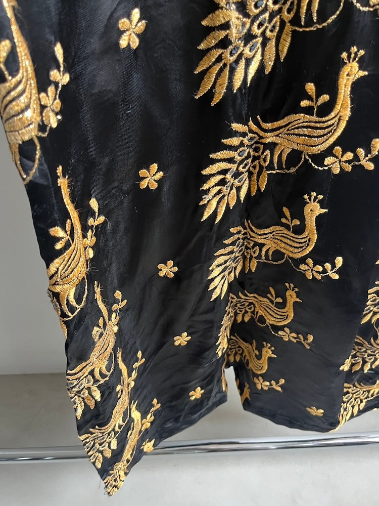 70s Vintage Chinoiserie Embroidery Dress