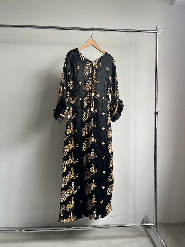 70s Vintage Chinoiserie Embroidery Dress