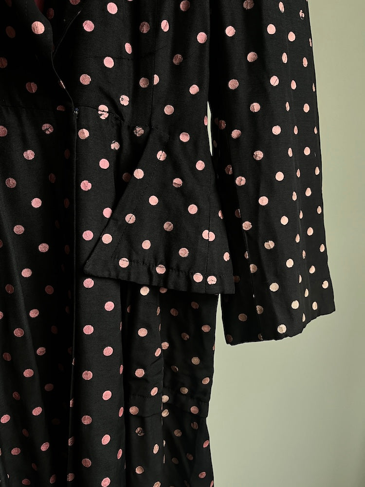 50s Vintage Polka Dot Long Coat