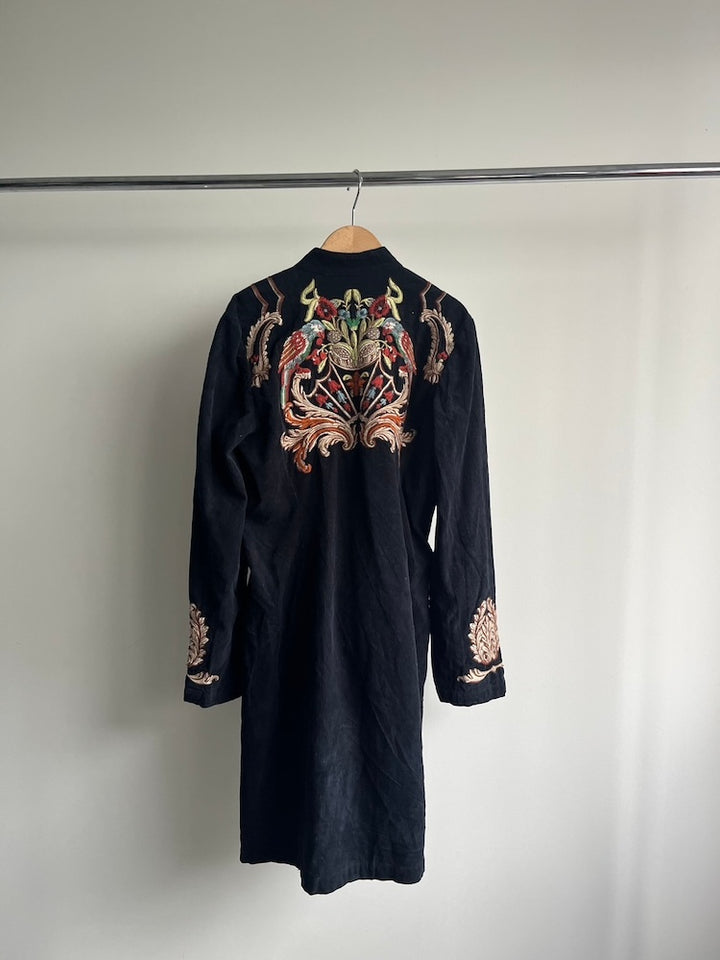 Embroidery Corduroy Long Coat