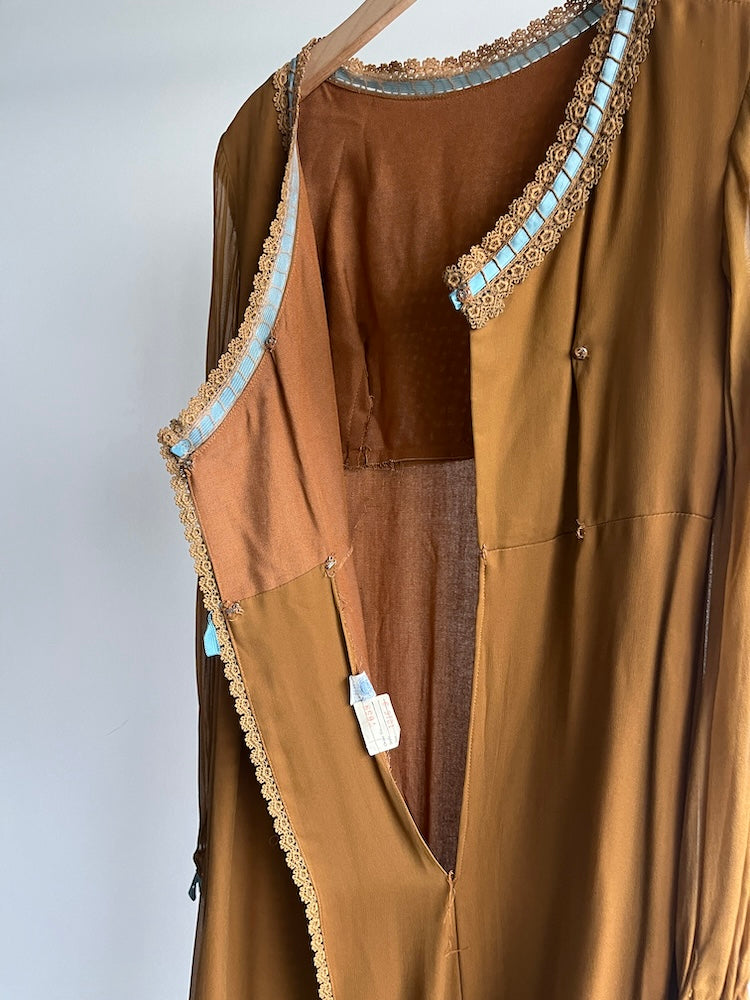 70s Back Design Camel Dress