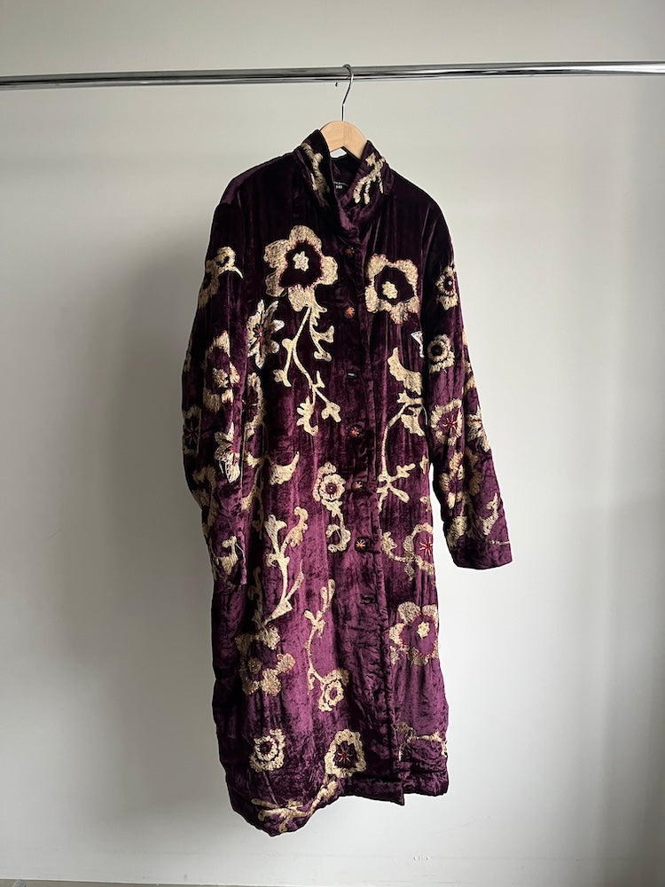 Violet Velour Embroidery Coat