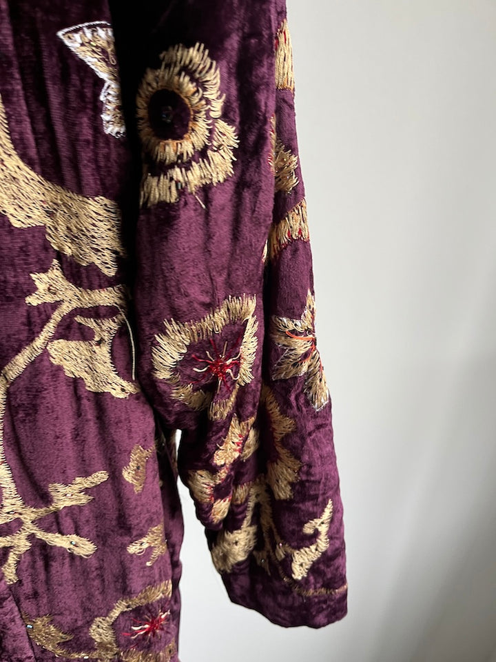 Violet Velour Embroidery Coat