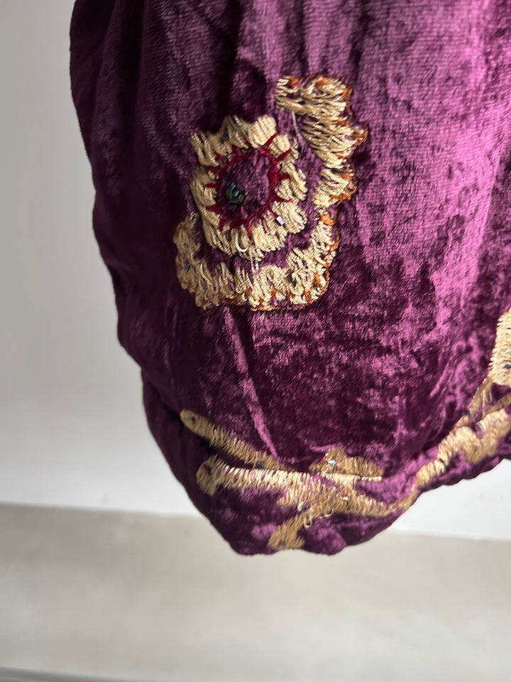 Violet Velour Embroidery Coat