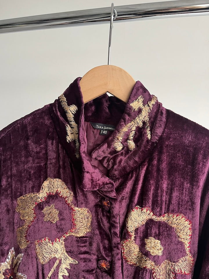 Violet Velour Embroidery Coat