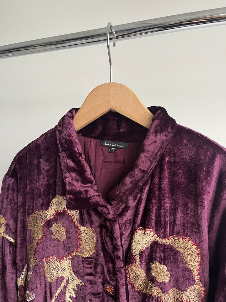 Violet Velour Embroidery Coat