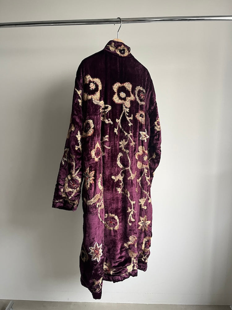 Violet Velour Embroidery Coat