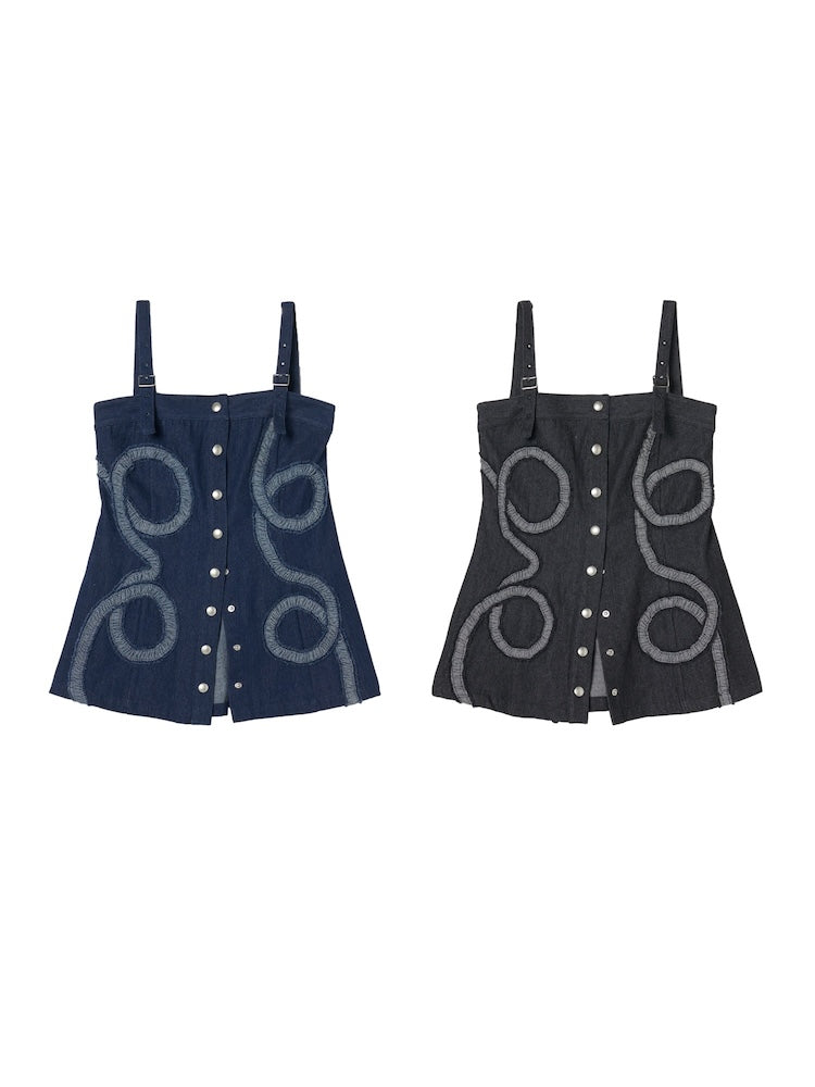 Gathering Tape Denim Bustier