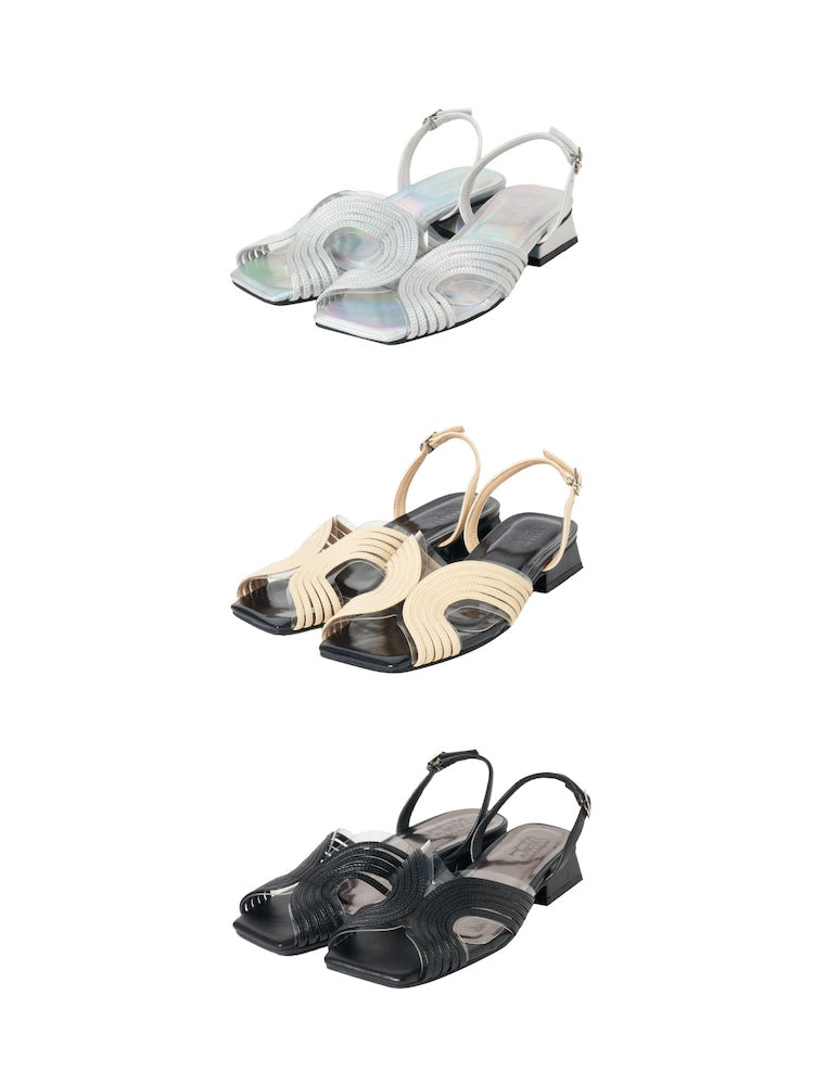 Curve Line Metallic Sandals