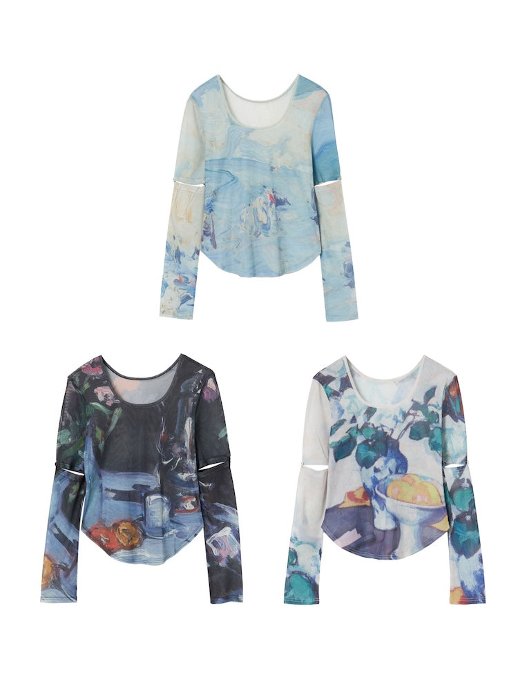 【2月下旬頃 お届け】Art Print 2way Sleeve Top